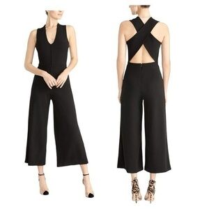 Rachel Roy‎  Freya Waist Tie Cross-Back Matte Jersey Jumpsuit Black Size Large